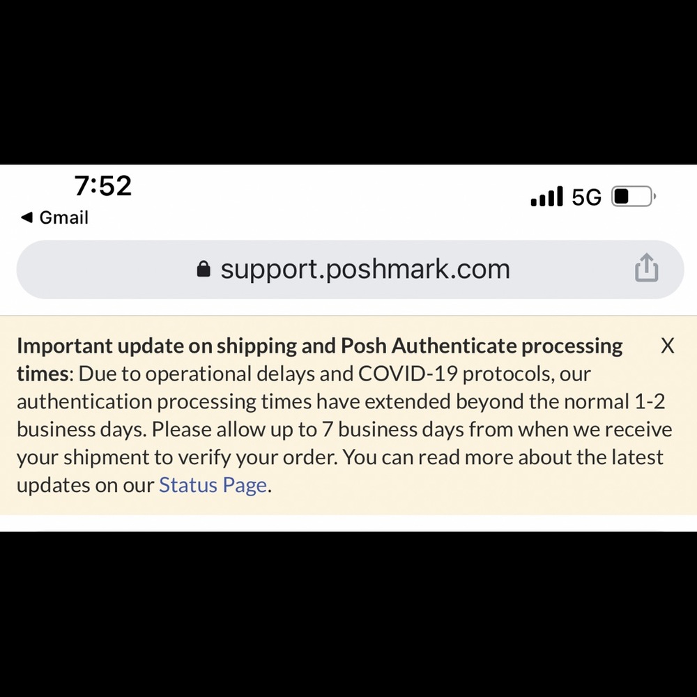 Posh experiencing a hold up with authentication due to COVID shortages.